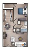 Maple One Bedroom, One Bath Floor Plan A 646 Square-Foot One Bedroom, One Bath Maple Floor Plan A at Retreat at Brightside, Baton Rouge, 70820